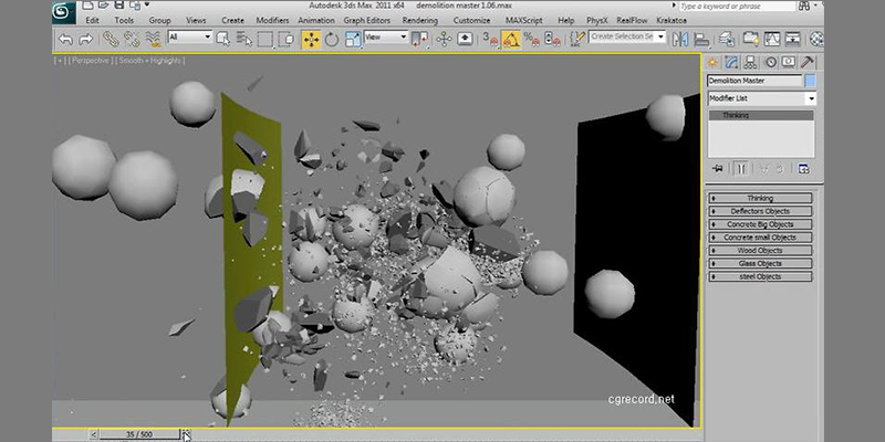 Workflow of Demolition Master VFX plugin for 3Ds Max