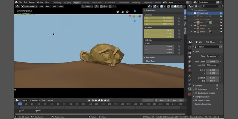 blender 3d animation based on angle of camera