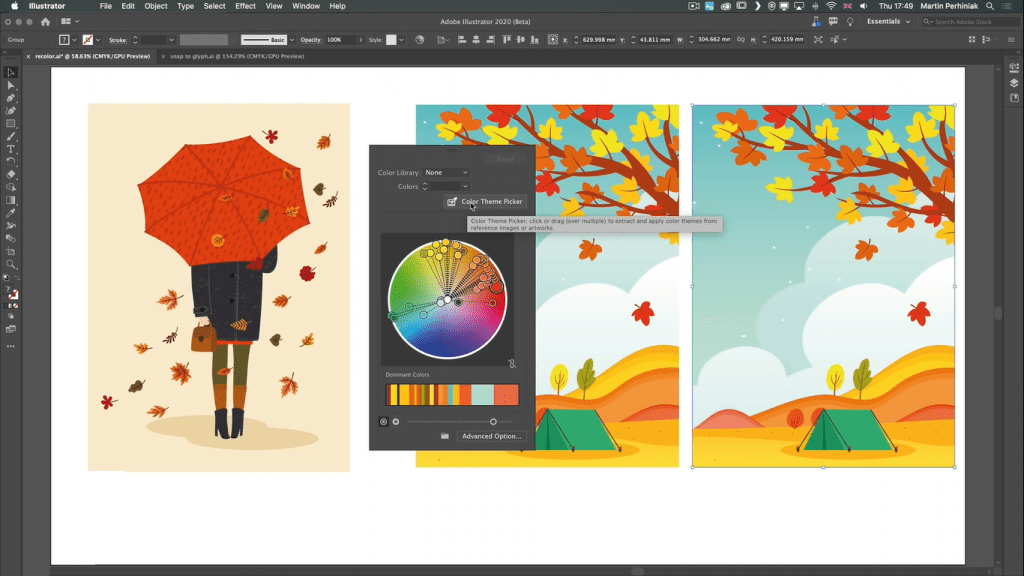 Photoshop vs Illustrator color theme picker