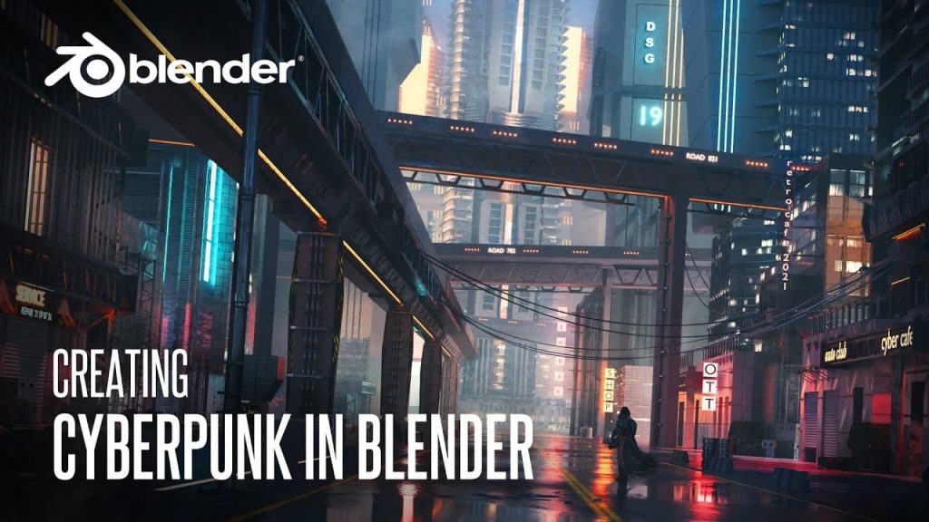Free Blender tutorials | Cyberpunk city street