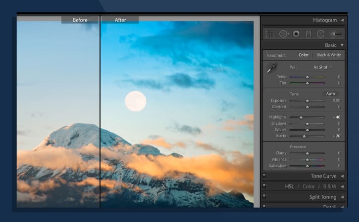 Photoshop vs Lightroom | Histogram