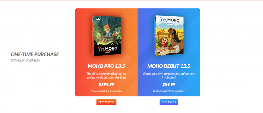 Toon Boom Harmony vs MOHO in pricing