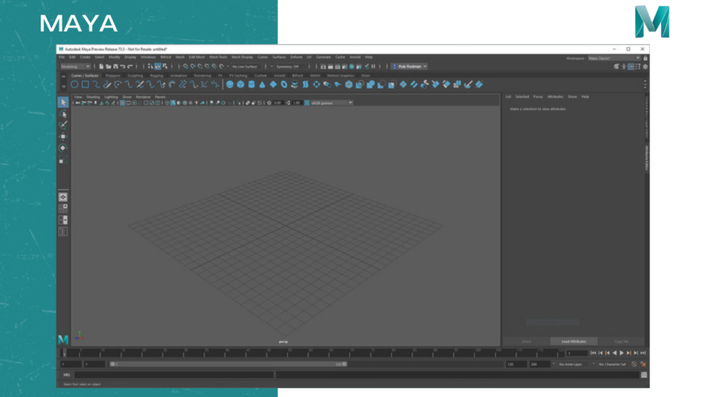 User interface of Maya 3D VFX software