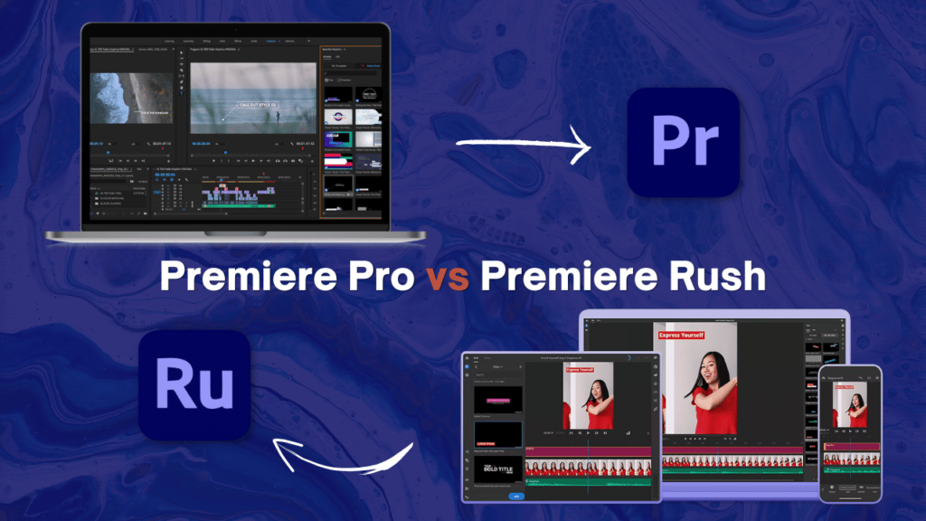 Premiere Pro vs Premiere Rush supported devices.