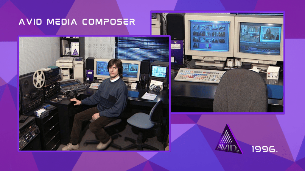 Avid Media Composer being used by Igor Lipski at TechInvest TV company in the 90s.