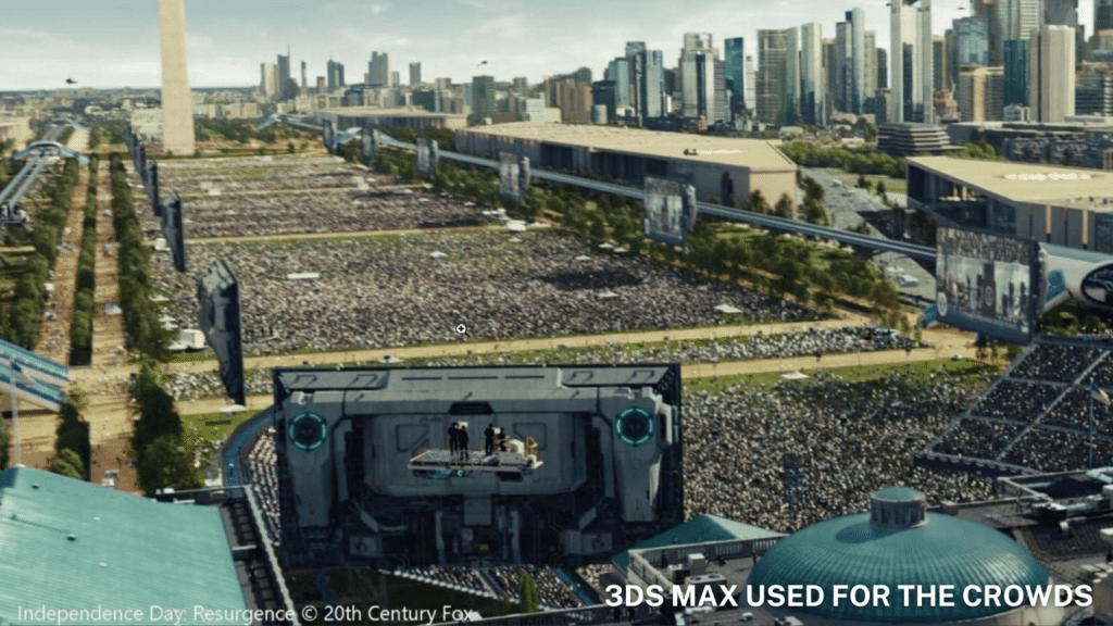 Example of using 3Ds Max for VFX crowd simulation.