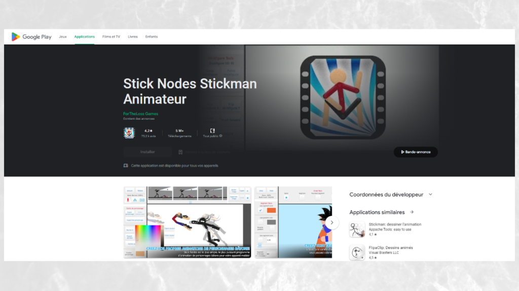 Stick Nodes page on the Play Store.