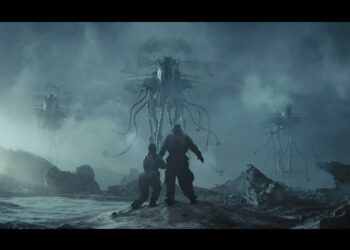 Movie scene made with 3D VFX software and compositing techniques.