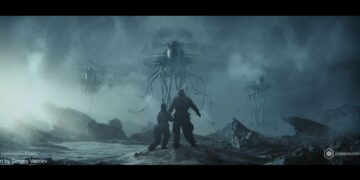 Movie scene made with 3D VFX software and compositing techniques.