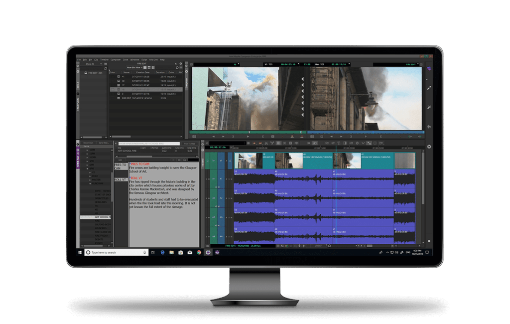 Avid media composer video editing software NewsCutter interface.